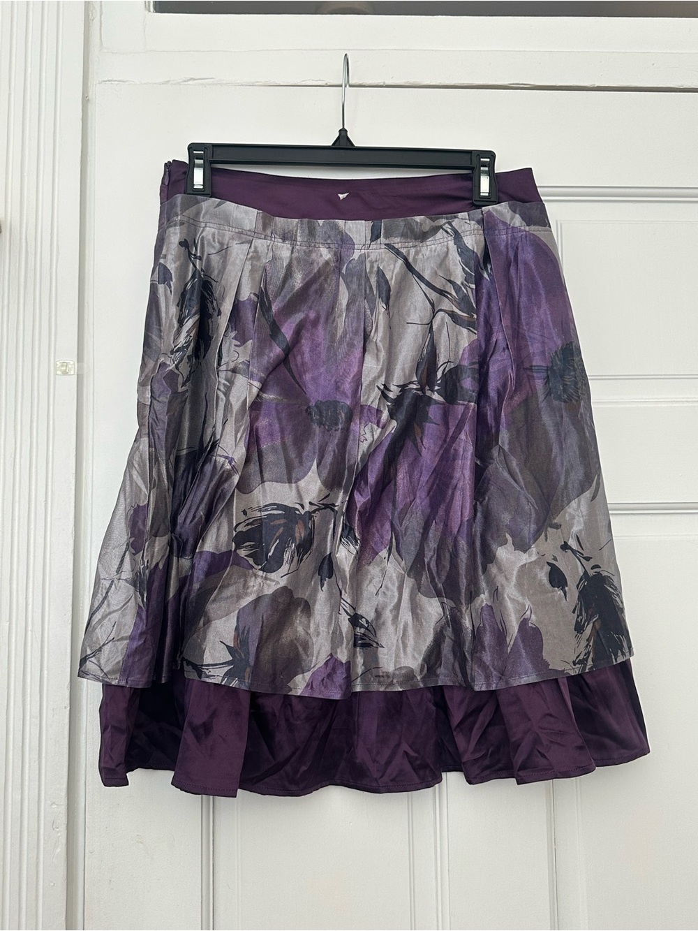 Vintage Purple Floral Layered Midi Skirt